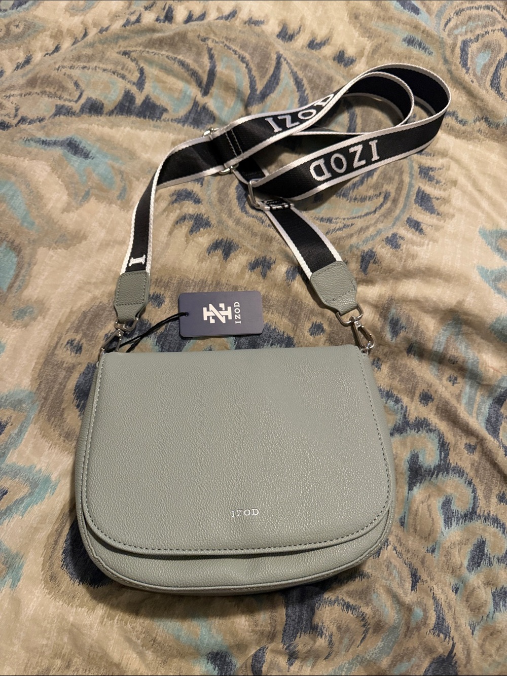 Izod Sage Green Crossbody with Branded Black Strap
